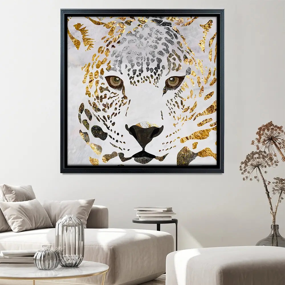 White Jaguar Square Canvas Print White Jaguar Square Canvas Print wall art product Art Print Shop