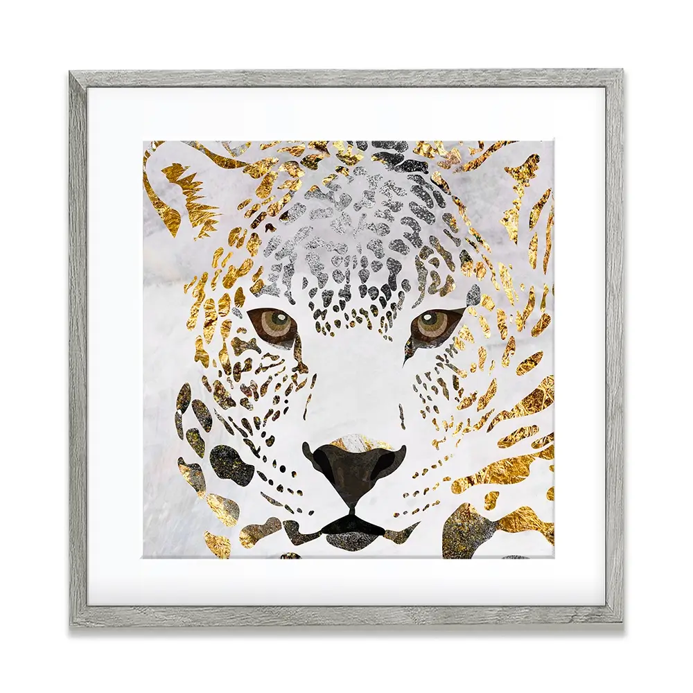 White Jaguar Square Framed Art Print White Jaguar Square Framed Art Print wall art product Art Print Shop