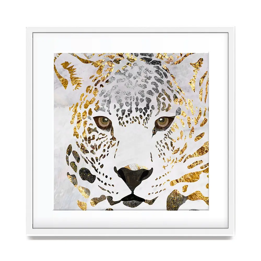White Jaguar Square Framed Art Print White Jaguar Square Framed Art Print wall art product Art Print Shop
