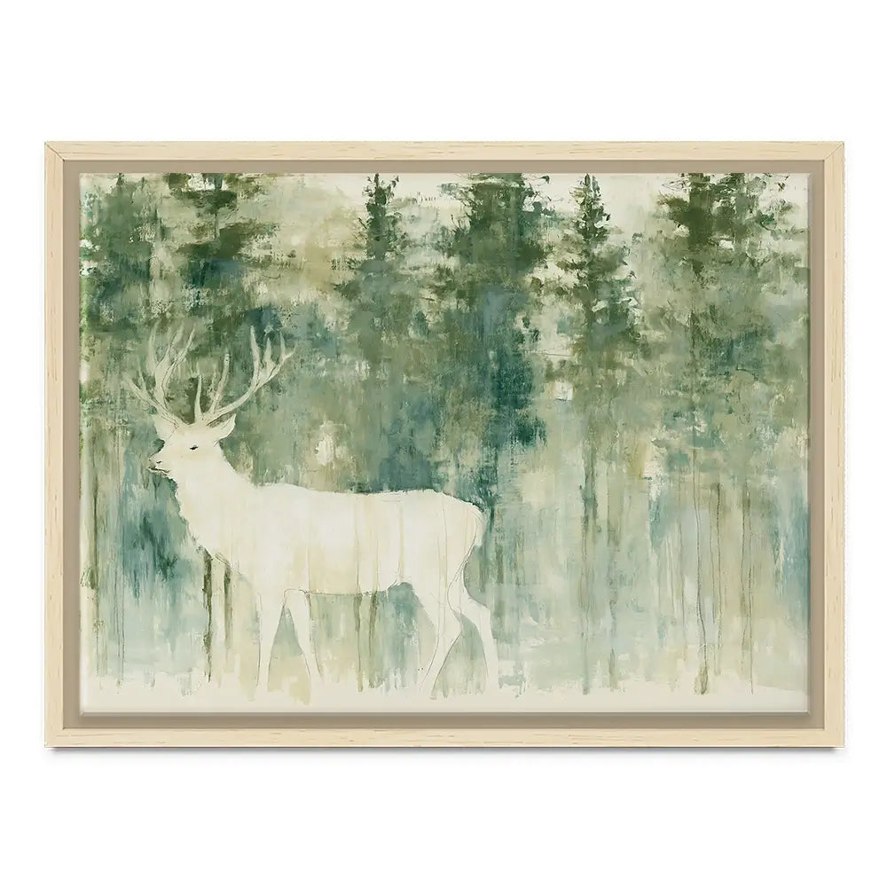 White Stag In Forest Canvas Print White Stag In Forest Canvas Print wall art product Chromatic Storm Studio