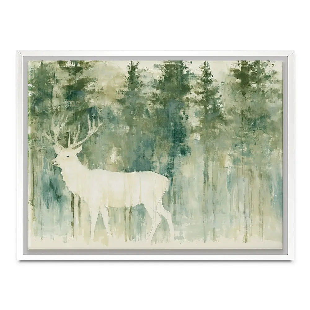 White Stag In Forest Canvas Print White Stag In Forest Canvas Print wall art product Chromatic Storm Studio