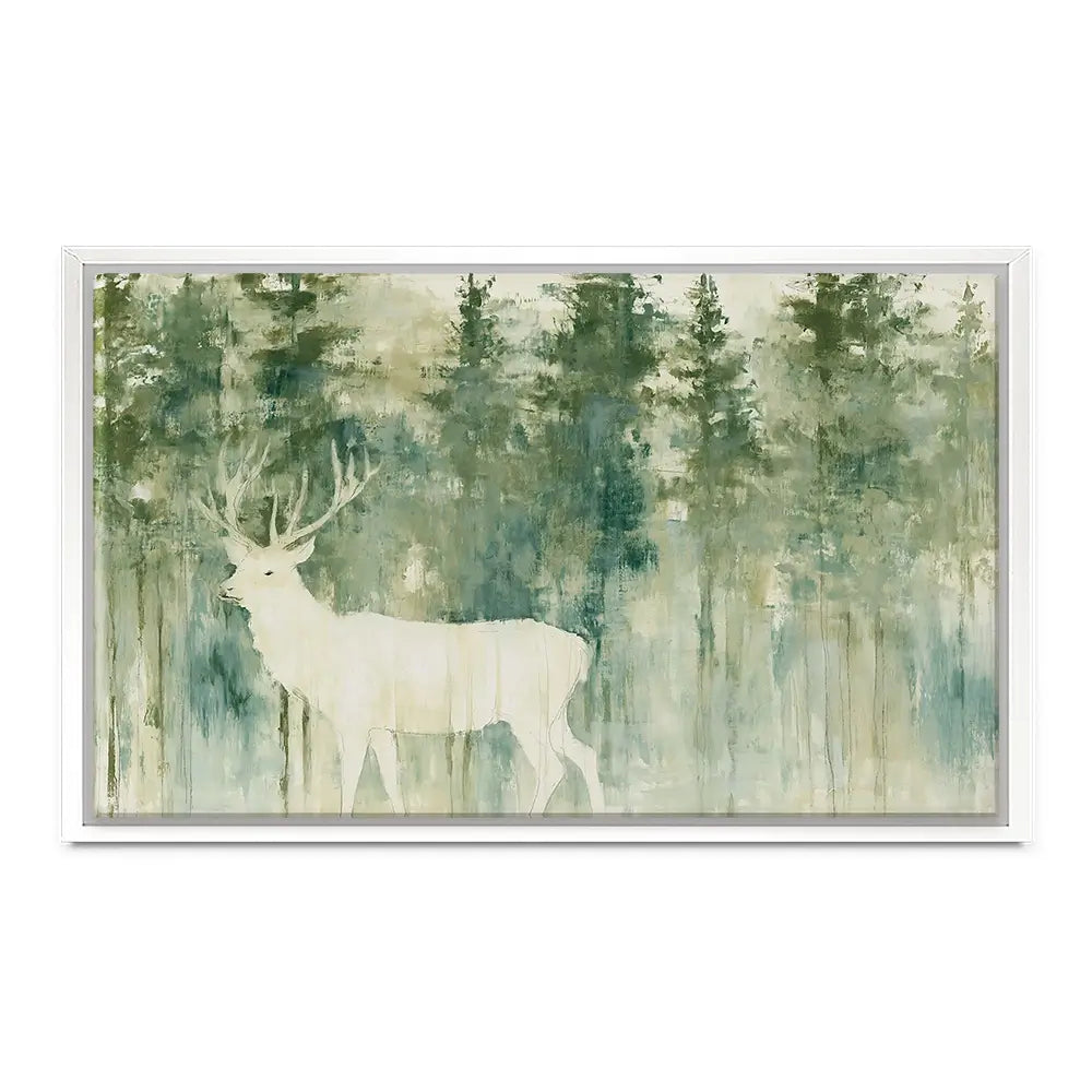 White Stag In Forest Canvas Print White Stag In Forest Canvas Print wall art product Chromatic Storm Studio