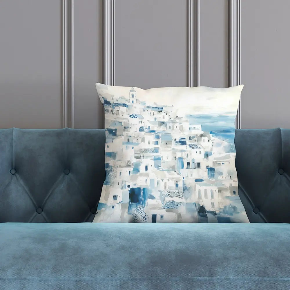 Whitewashed Coastal Village Cushion Whitewashed Coastal Village Cushion wall art product Chromatic Storm Studio