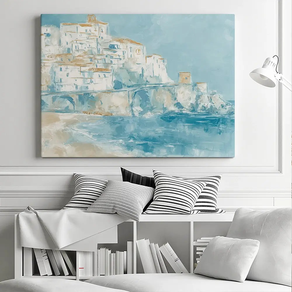 Whitewashed Town Above Tide Canvas Print Whitewashed Town Above Tide Canvas Print wall art product Chromatic Storm Studio