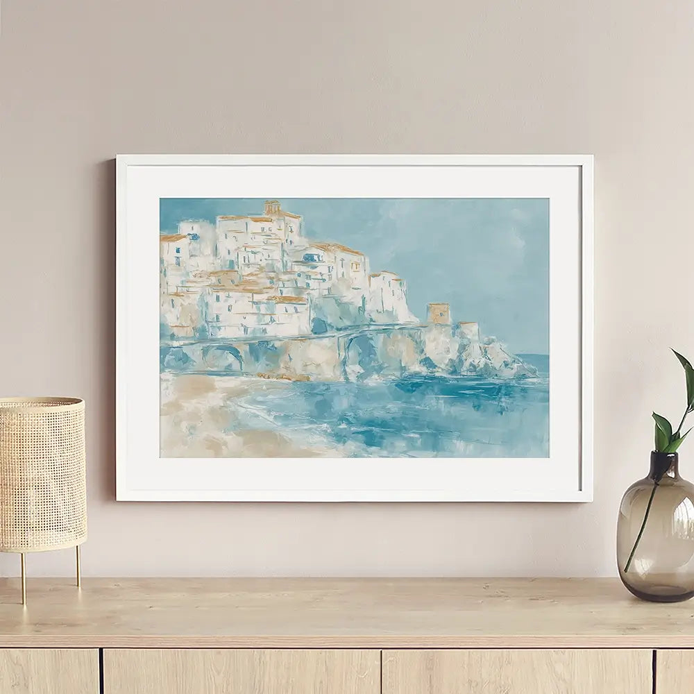 Whitewashed Town Above Tide Framed Art Print Whitewashed Town Above Tide Framed Art Print wall art product Chromatic Storm Studio