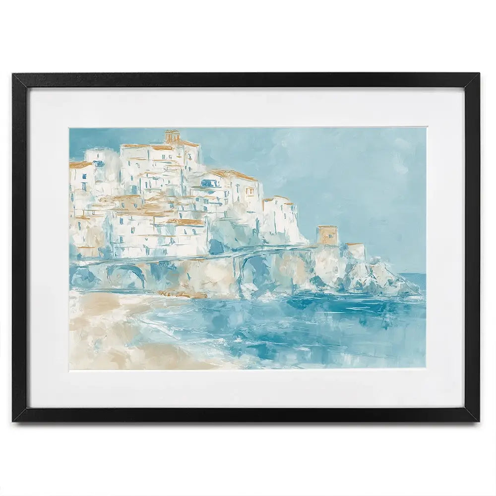Whitewashed Town Above Tide Framed Art Print Whitewashed Town Above Tide Framed Art Print wall art product Chromatic Storm Studio