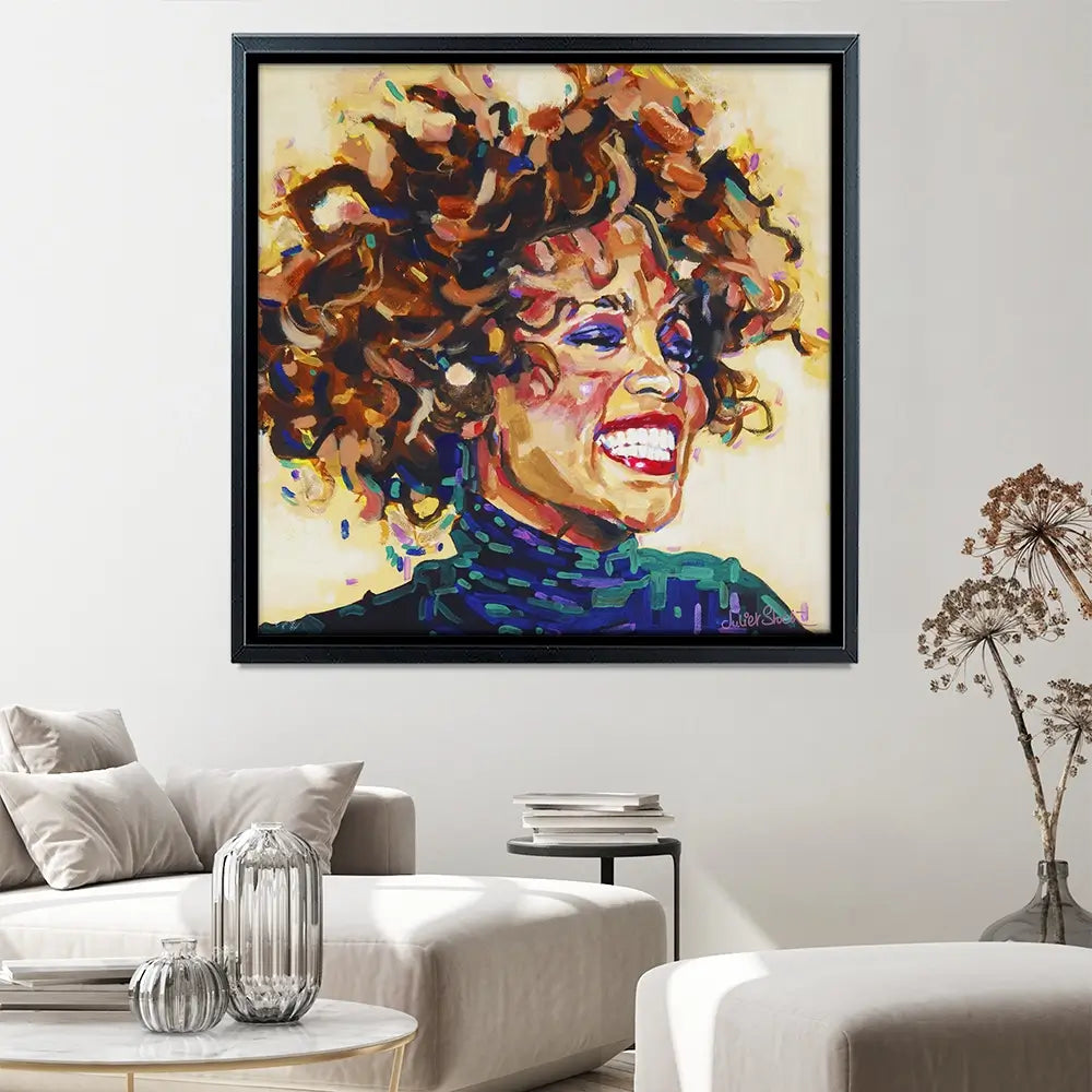 Whitney Houston I Wanna Dance Square Canvas Print Whitney Houston I Wanna Dance Square Canvas Print wall art product Juliet Stockton