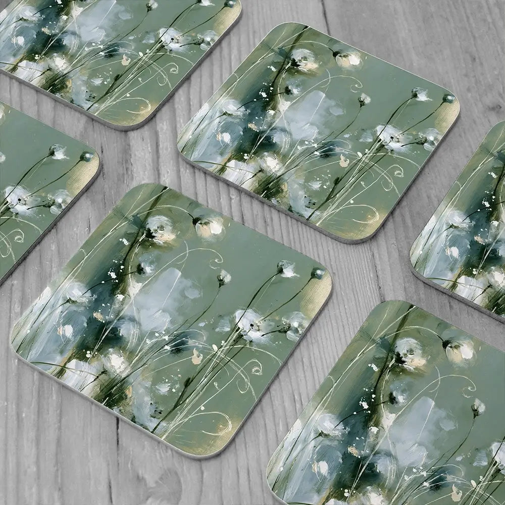 Wild Anemone Stems Coaster Set Wild Anemone Stems Coaster Set wall art product Chromatic Storm Studio