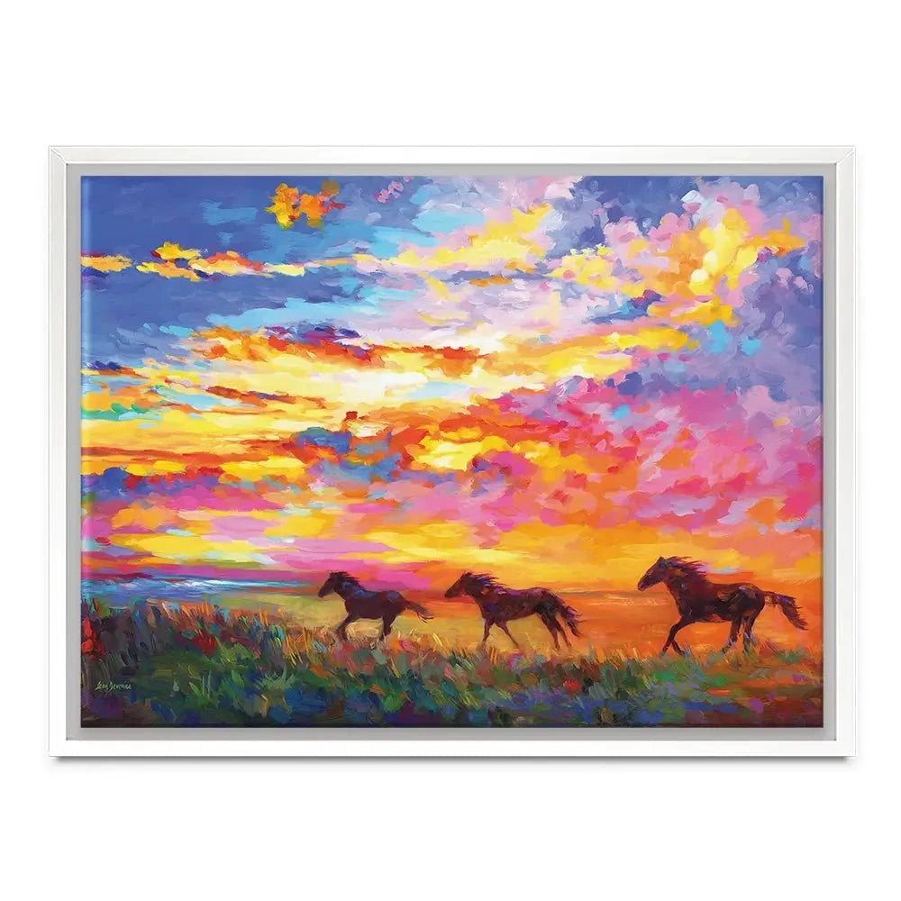Wild Horses Running At Sunset Canvas Print Wild Horses Running At Sunset Canvas Print wall art product Leon Devenice