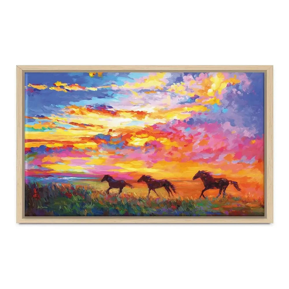 Wild Horses Running At Sunset Canvas Print Wild Horses Running At Sunset Canvas Print wall art product Leon Devenice