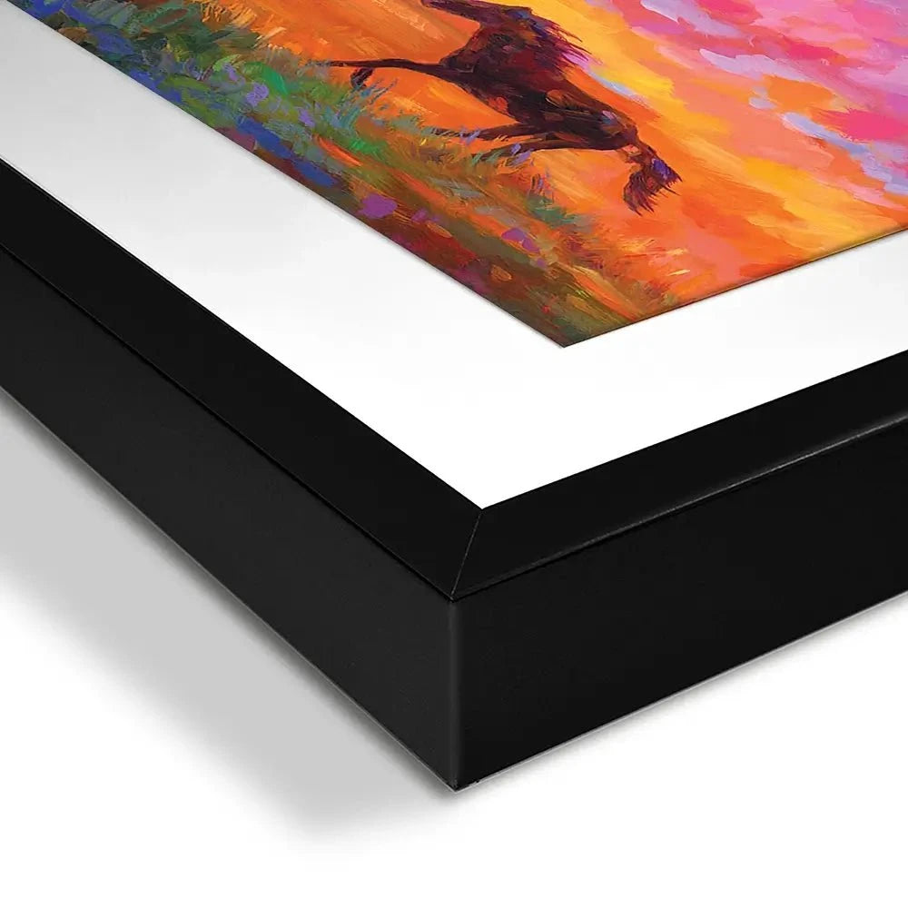 Wild Horses Running At Sunset Framed Art Print Wild Horses Running At Sunset Framed Art Print wall art product Leon Devenice