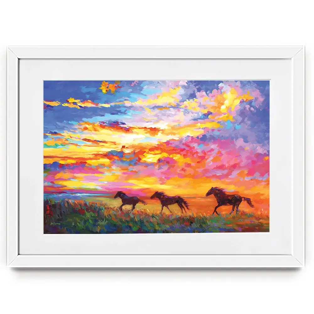 Wild Horses Running At Sunset Framed Art Print Wild Horses Running At Sunset Framed Art Print wall art product Leon Devenice