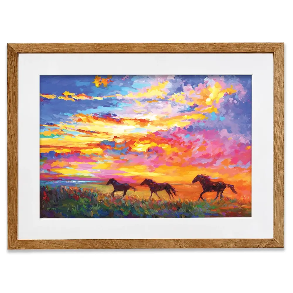 Wild Horses Running At Sunset Framed Art Print Wild Horses Running At Sunset Framed Art Print wall art product Leon Devenice