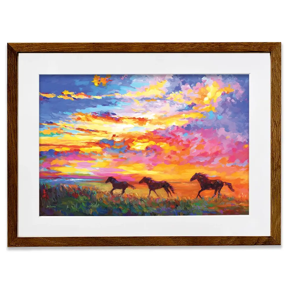 Wild Horses Running At Sunset Framed Art Print Wild Horses Running At Sunset Framed Art Print wall art product Leon Devenice