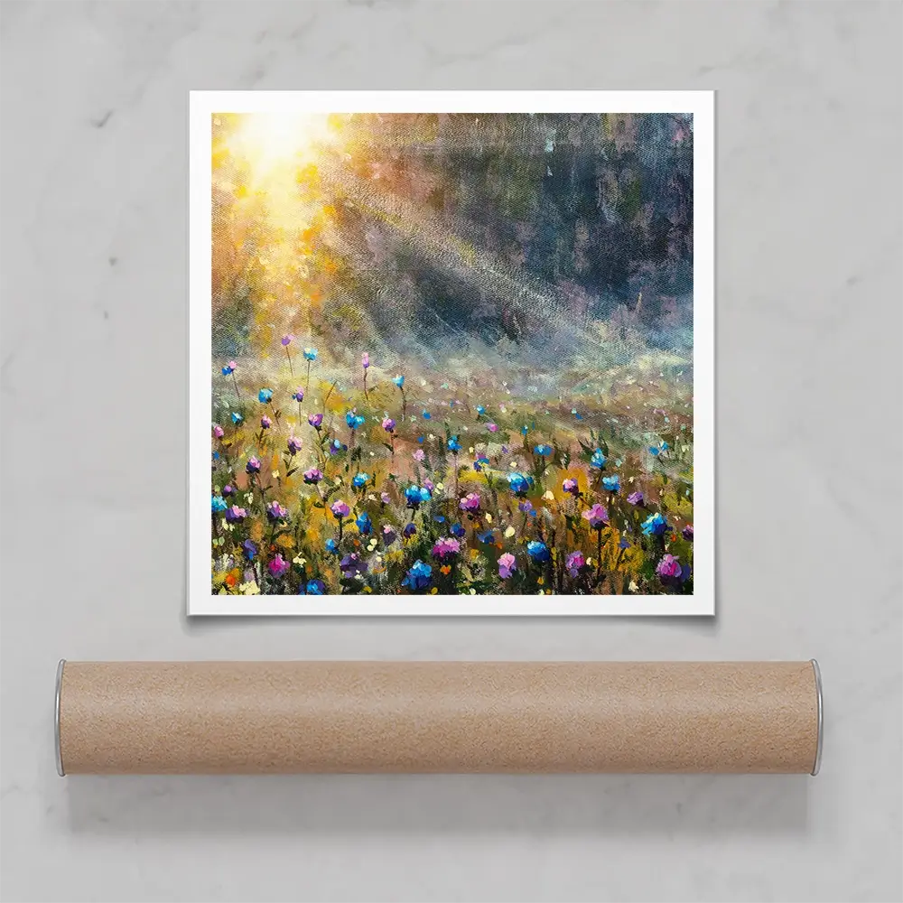 Wildflower Field At Sunrise Square Art Print Wildflower Field At Sunrise Square Art Print wall art product Valery Rybakow / Shutterstock