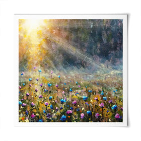 Wildflower Field At Sunrise Square Art Print Wildflower Field At Sunrise Square Art Print wall art product Valery Rybakow / Shutterstock