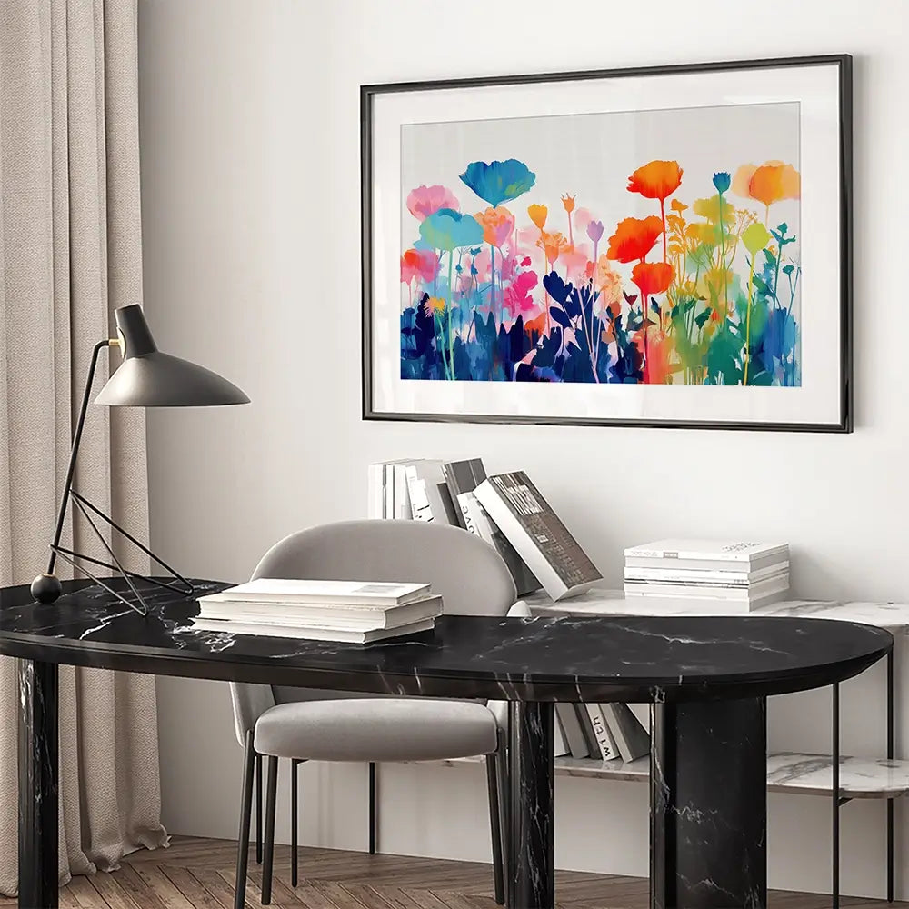 Wildflower Meadow Silhouettes Framed Art Print Wildflower Meadow Silhouettes Framed Art Print wall art product Chromatic Storm Studio