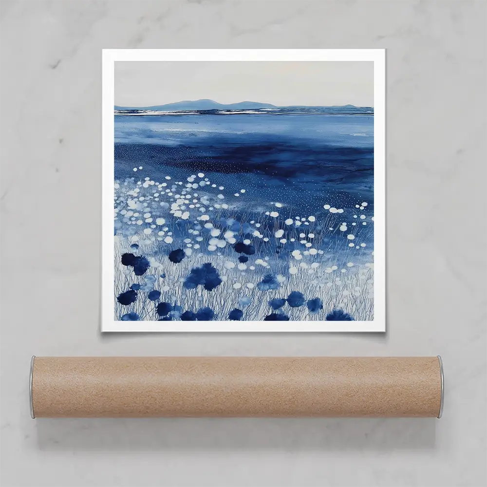 Wildflowers And Distant Mountains Square Art Print Wildflowers And Distant Mountains Square Art Print wall art product Chromatic Storm Studio