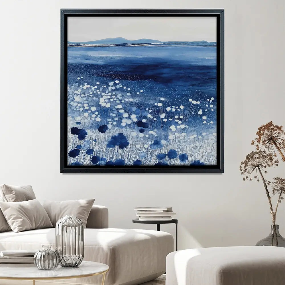 Wildflowers And Distant Mountains Square Canvas Print Wildflowers And Distant Mountains Square Canvas Print wall art product Chromatic Storm Studio