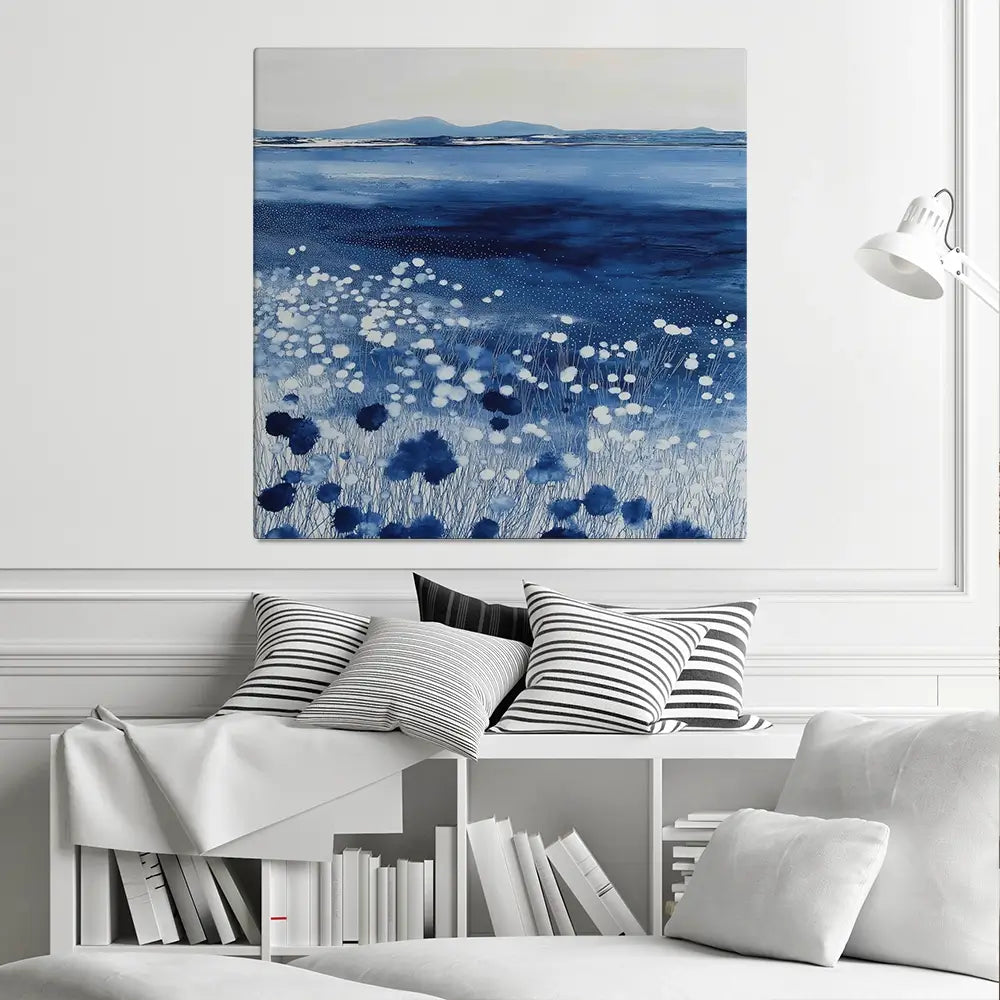 Wildflowers And Distant Mountains Square Canvas Print Wildflowers And Distant Mountains Square Canvas Print wall art product Chromatic Storm Studio