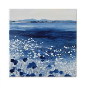 Wildflowers And Distant Mountains Square Canvas Print Wildflowers And Distant Mountains Square Canvas Print wall art product Chromatic Storm Studio