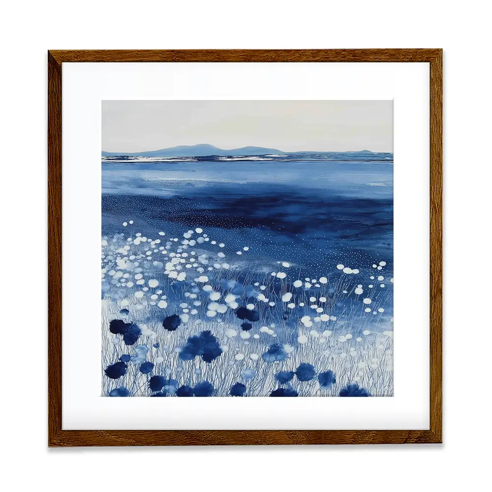 Wildflowers And Distant Mountains Square Framed Art Print Wildflowers And Distant Mountains Square Framed Art Print wall art product Chromatic Storm Studio