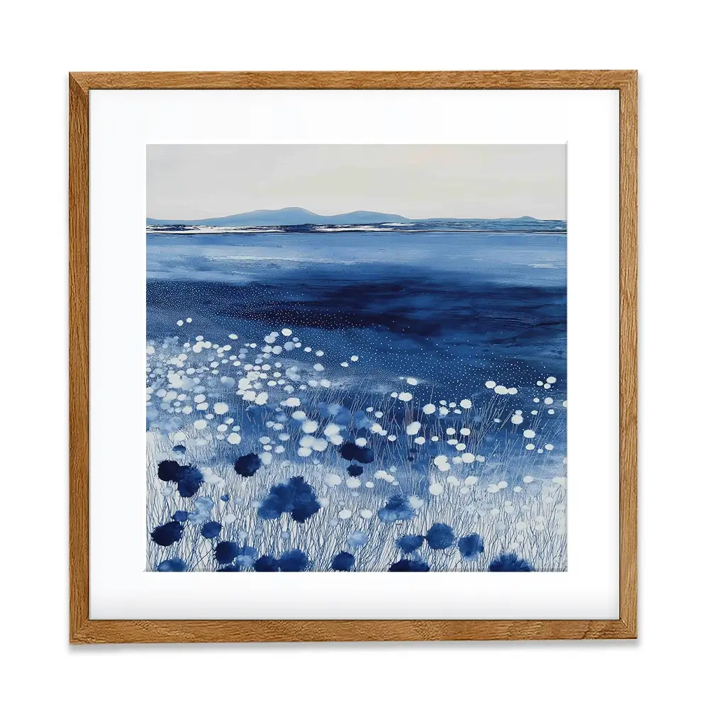 Wildflowers And Distant Mountains Square Framed Art Print Wildflowers And Distant Mountains Square Framed Art Print wall art product Chromatic Storm Studio