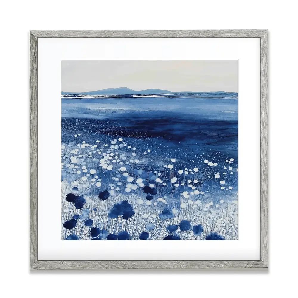 Wildflowers And Distant Mountains Square Framed Art Print Wildflowers And Distant Mountains Square Framed Art Print wall art product Chromatic Storm Studio