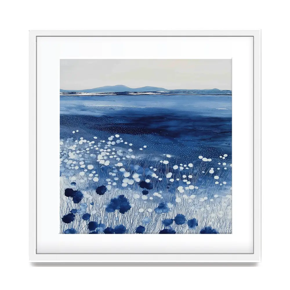 Wildflowers And Distant Mountains Square Framed Art Print Wildflowers And Distant Mountains Square Framed Art Print wall art product Chromatic Storm Studio