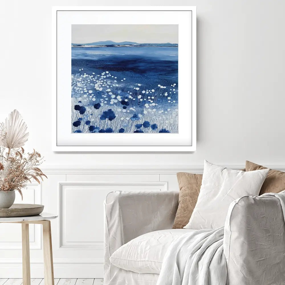 Wildflowers And Distant Mountains Square Framed Art Print Wildflowers And Distant Mountains Square Framed Art Print wall art product Chromatic Storm Studio