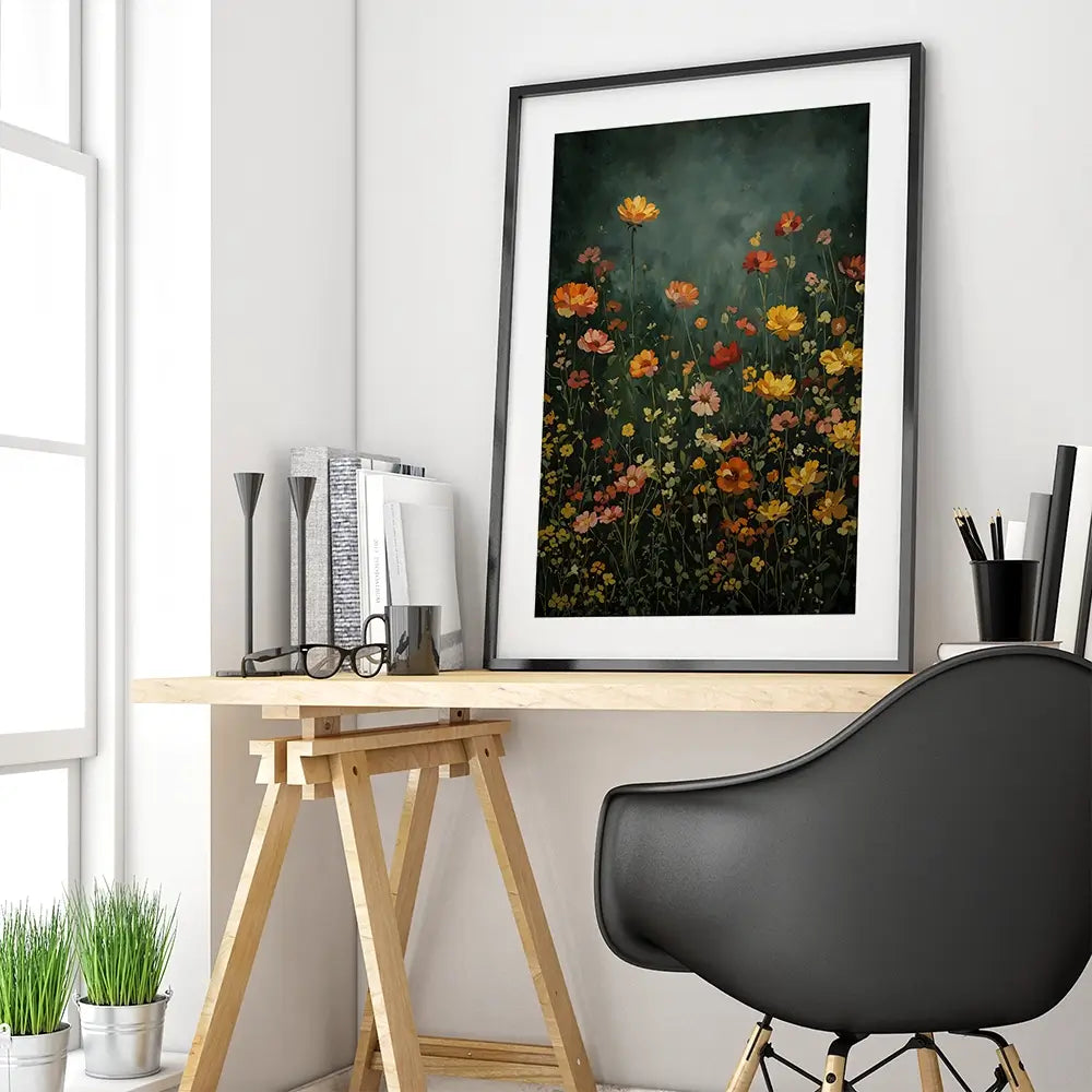 Wildflowers In The Dark Framed Art Print Wildflowers In The Dark Framed Art Print wall art product IAmHomeStudio