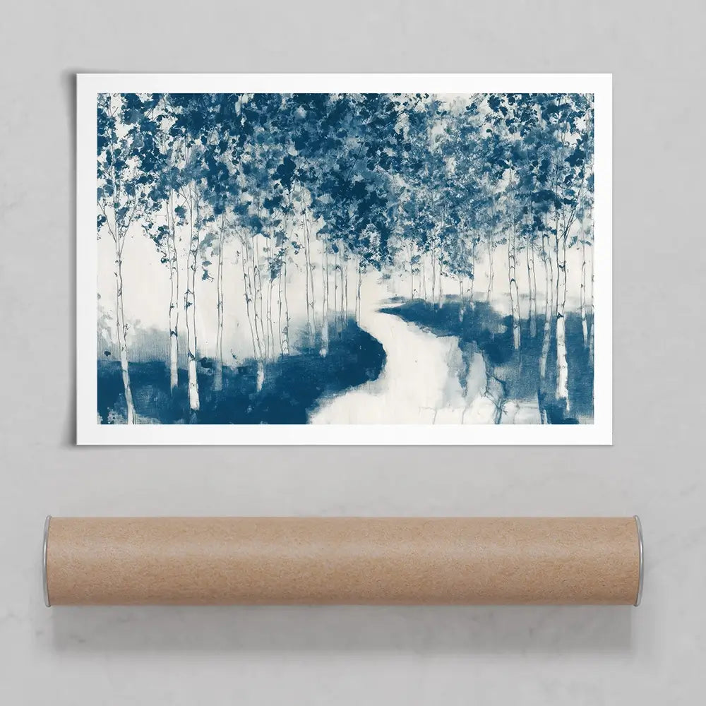 Winding Path Through Birch Trees Art Print Winding Path Through Birch Trees Art Print wall art product Chromatic Storm Studio
