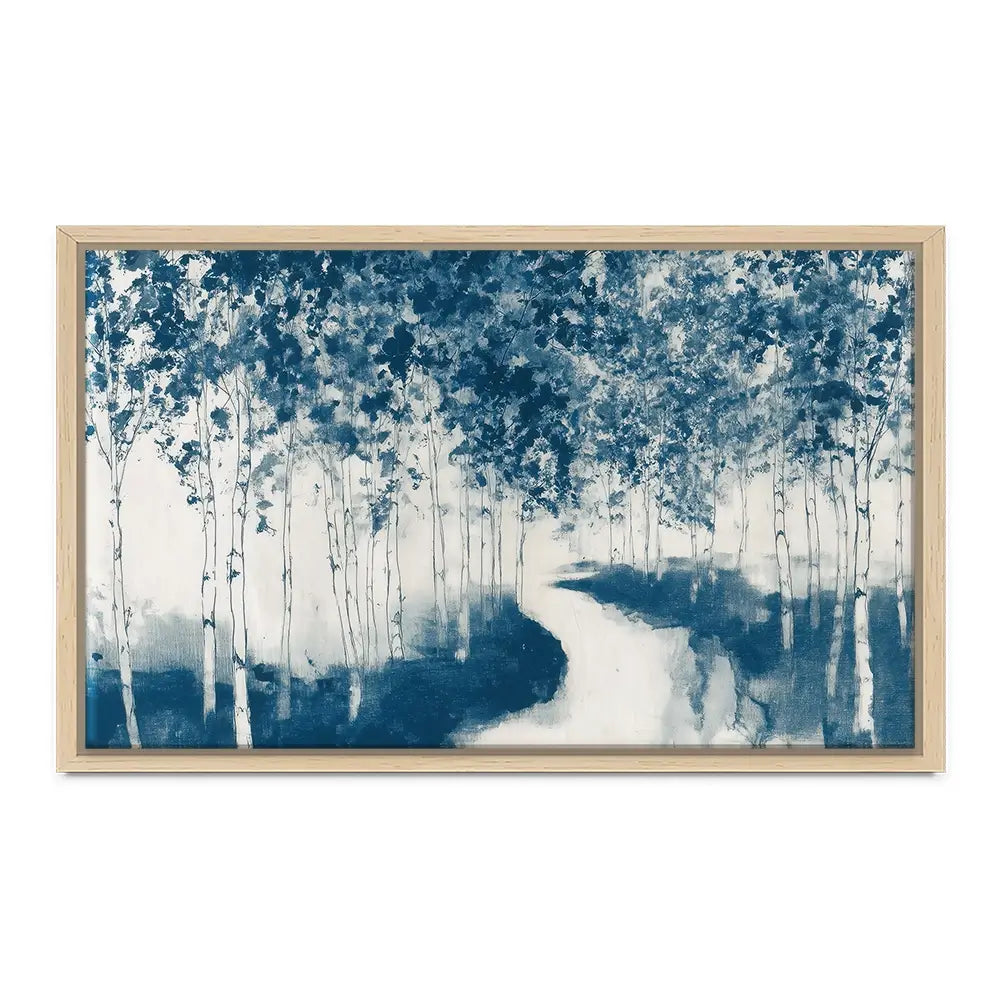 Winding Path Through Birch Trees Canvas Print Winding Path Through Birch Trees Canvas Print wall art product Chromatic Storm Studio