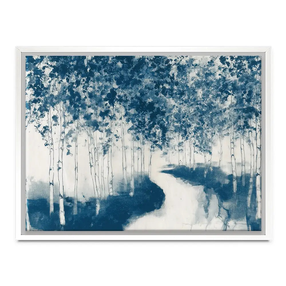 Winding Path Through Birch Trees Canvas Print Winding Path Through Birch Trees Canvas Print wall art product Chromatic Storm Studio