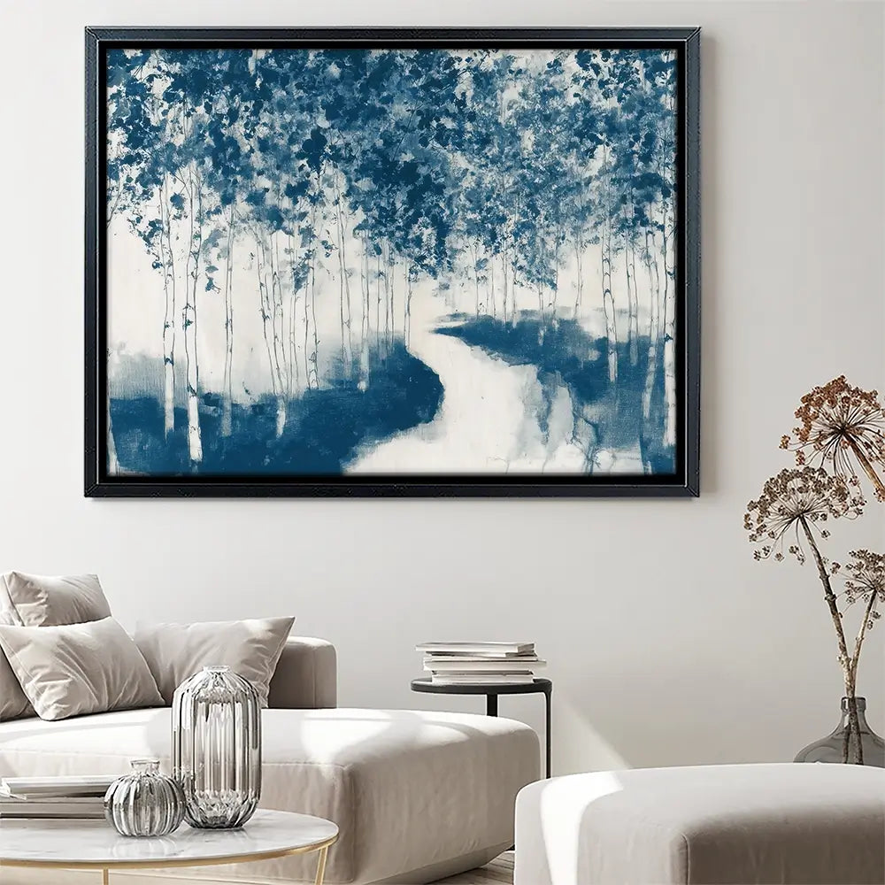 Winding Path Through Birch Trees Canvas Print Winding Path Through Birch Trees Canvas Print wall art product Chromatic Storm Studio