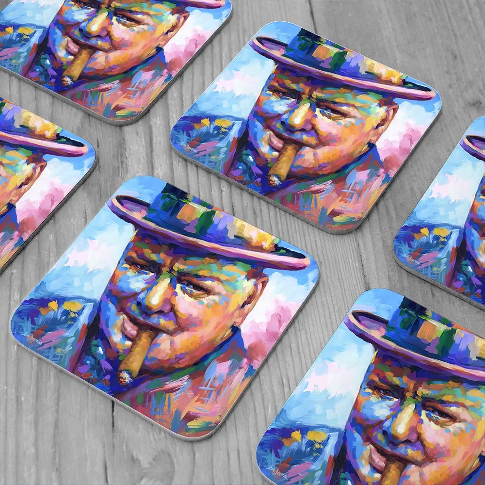 Winston Churchill Close Up Coaster Set Winston Churchill Close Up Coaster Set wall art product Leon Devenice