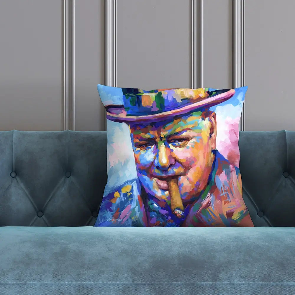 Winston Churchill Close Up Cushion Winston Churchill Close Up Cushion wall art product Leon Devenice