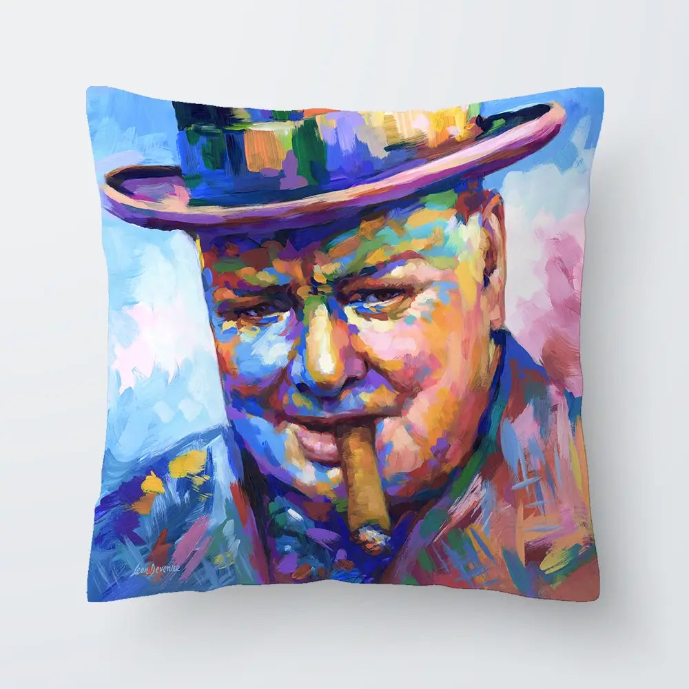 Winston Churchill Close Up Cushion Winston Churchill Close Up Cushion wall art product Leon Devenice
