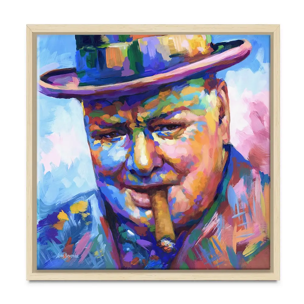 Winston Churchill Close Up Square Canvas Print Winston Churchill Close Up Square Canvas Print wall art product Leon Devenice