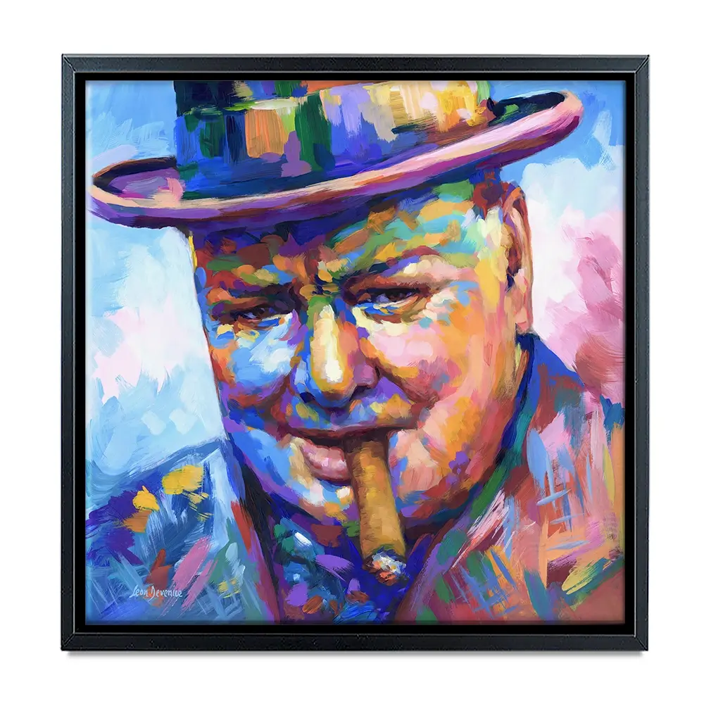 Winston Churchill Close Up Square Canvas Print Winston Churchill Close Up Square Canvas Print wall art product Leon Devenice
