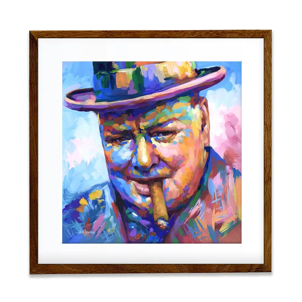 Winston Churchill Close Up Square Framed Art Print Winston Churchill Close Up Square Framed Art Print wall art product Leon Devenice