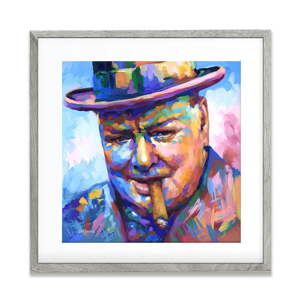 Winston Churchill Close Up Square Framed Art Print Winston Churchill Close Up Square Framed Art Print wall art product Leon Devenice