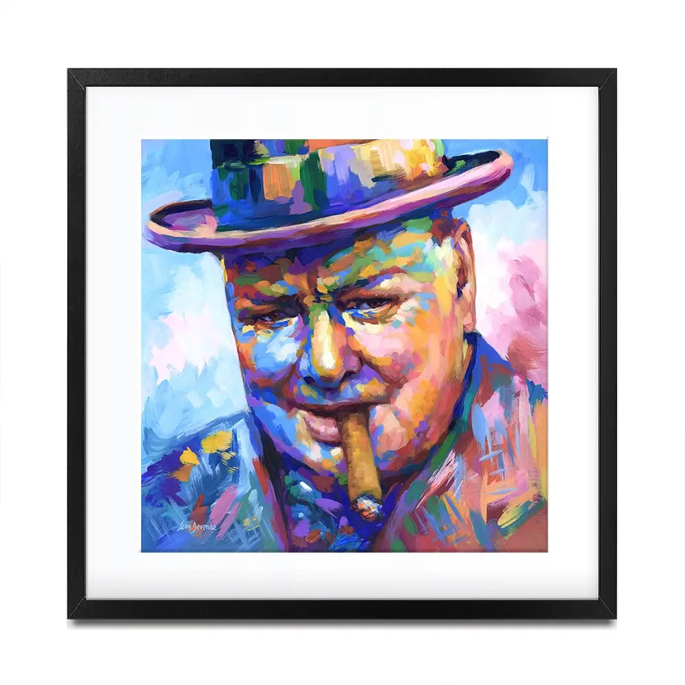Winston Churchill Close Up Square Framed Art Print Winston Churchill Close Up Square Framed Art Print wall art product Leon Devenice