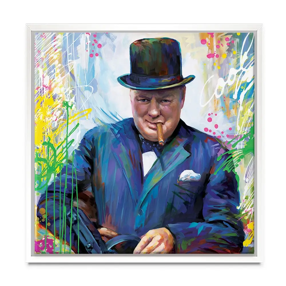 Winston Churchill Square Canvas Print Winston Churchill Square Canvas Print wall art product Art Print Shop