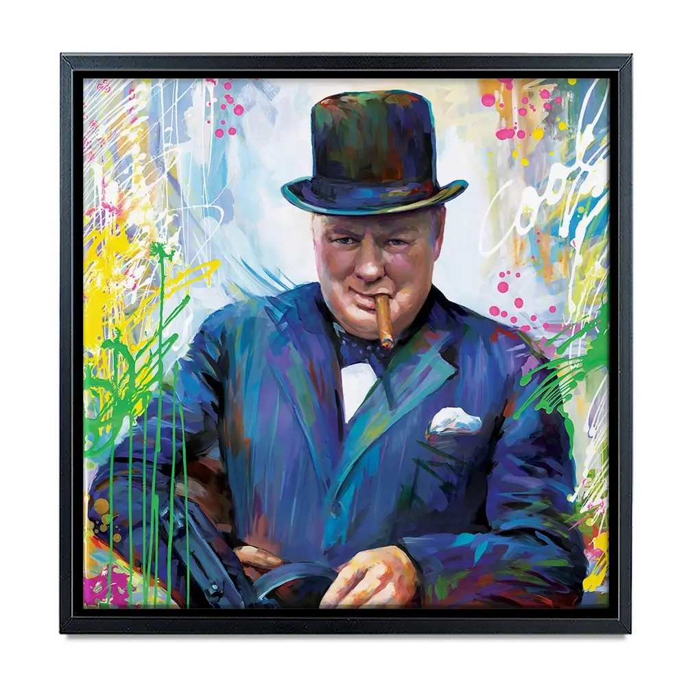 Winston Churchill Square Canvas Print Winston Churchill Square Canvas Print wall art product Art Print Shop