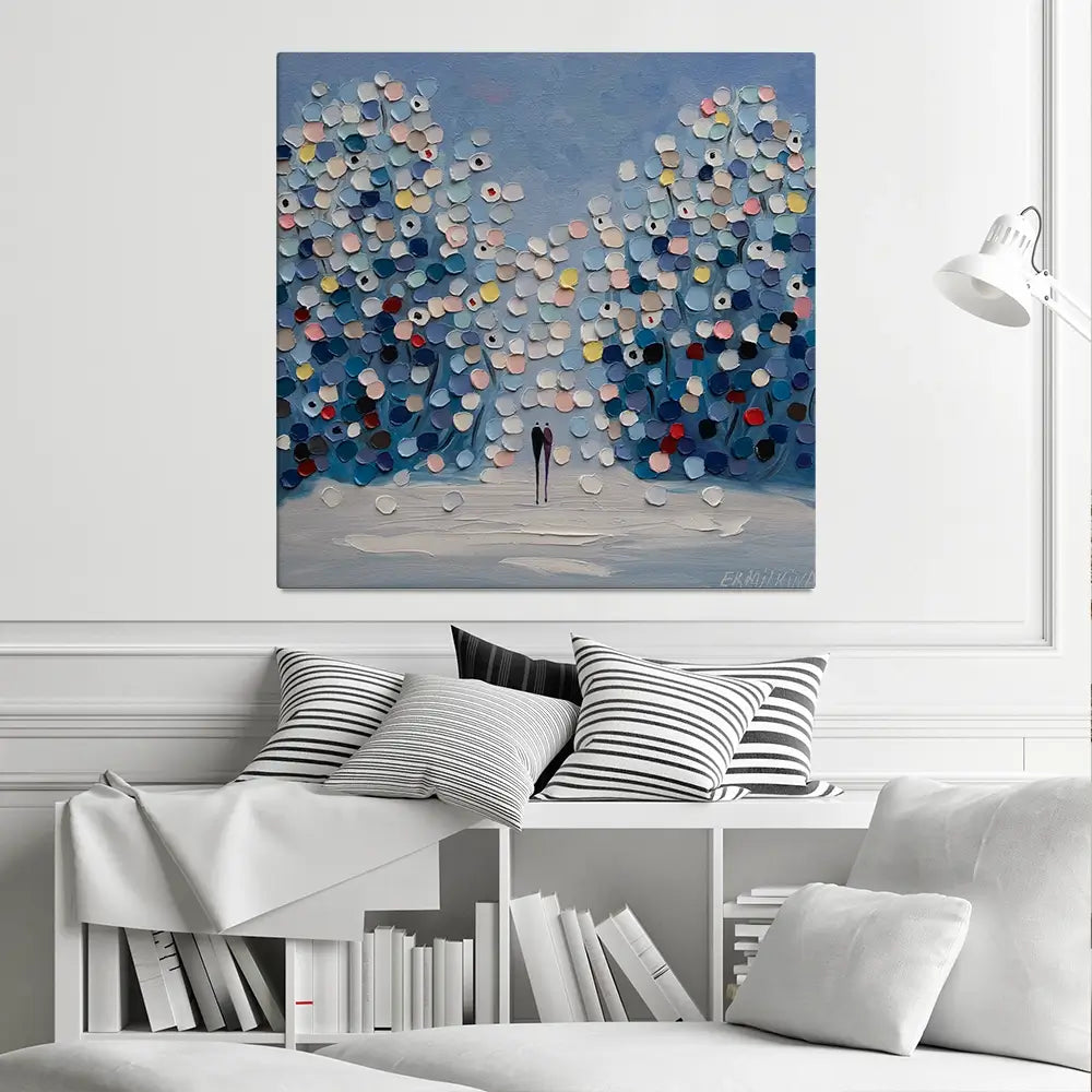 Winter In The Garden Square Canvas Print Winter In The Garden Square Canvas Print wall art product Ekaterina Ermilkina
