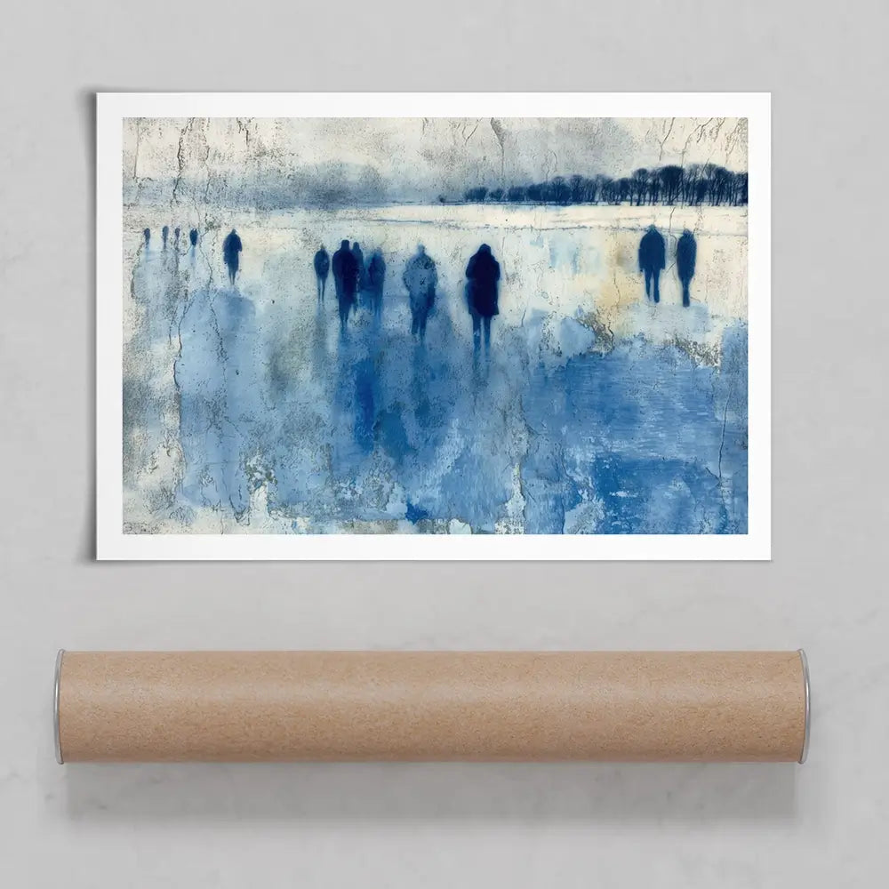 Winter Walkers In Misty Landscape Art Print Winter Walkers In Misty Landscape Art Print wall art product Chromatic Storm Studio