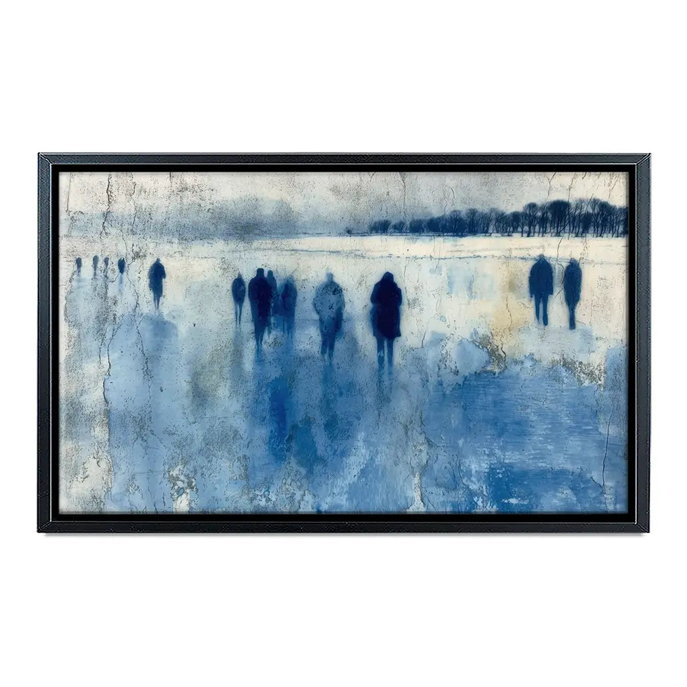 Winter Walkers In Misty Landscape Canvas Print Winter Walkers In Misty Landscape Canvas Print wall art product Chromatic Storm Studio
