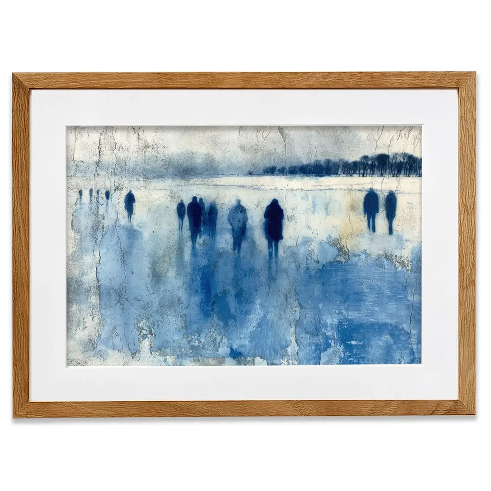 Winter Walkers In Misty Landscape Framed Art Print Winter Walkers In Misty Landscape Framed Art Print wall art product Chromatic Storm Studio