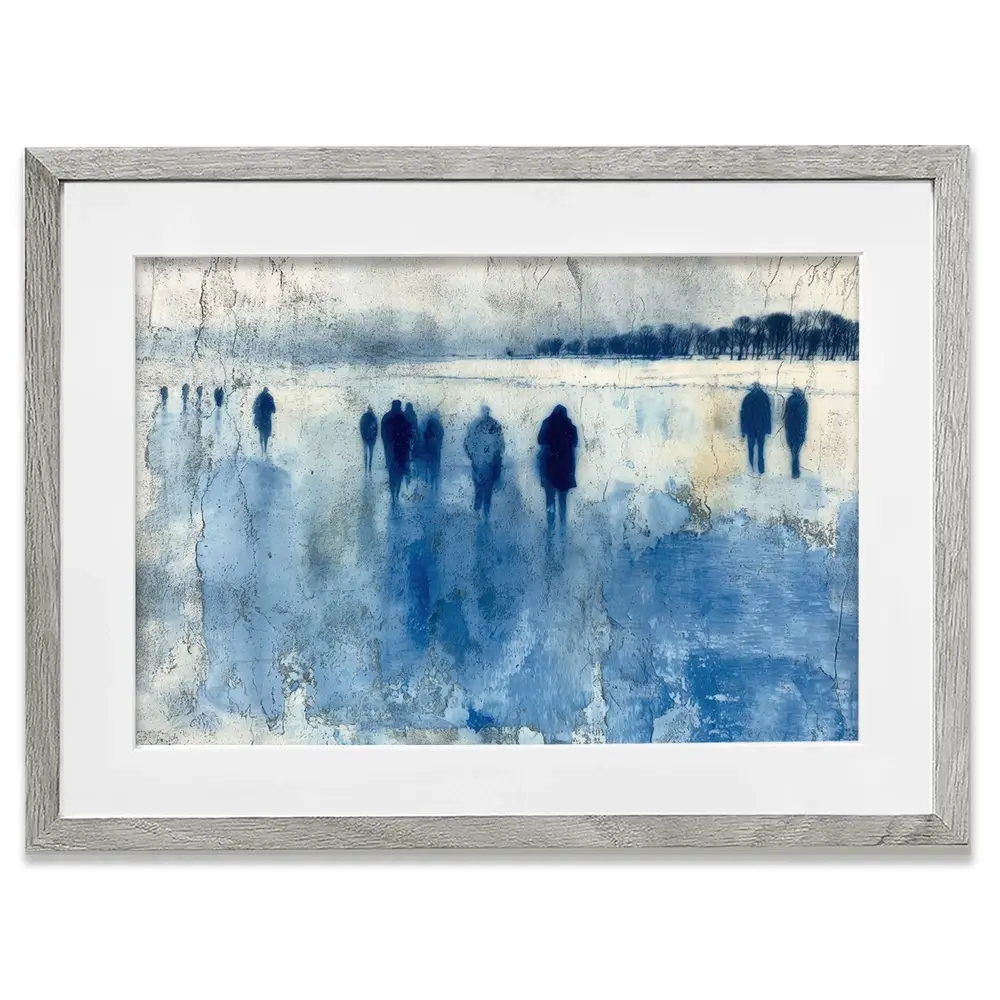 Winter Walkers In Misty Landscape Framed Art Print Winter Walkers In Misty Landscape Framed Art Print wall art product Chromatic Storm Studio